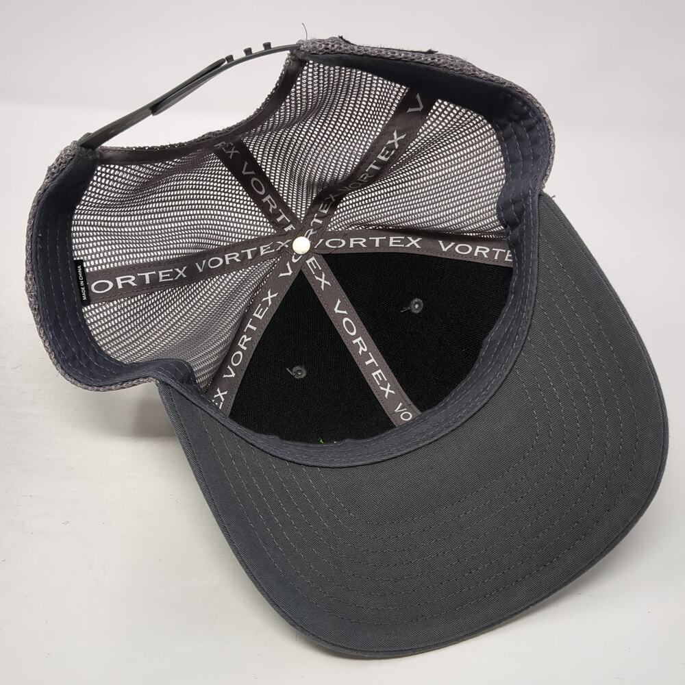 Vortex Patch Snapback Mesh Back Trucker Hat Gray … - image 8